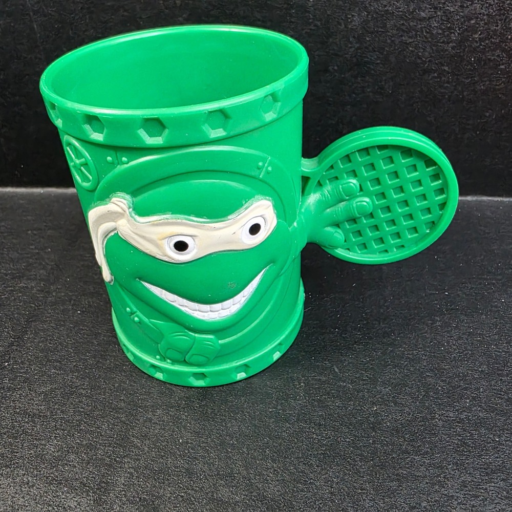 Mirage Studios TMNT Leonardo Mug 1991 Green Plastic 3D Sculpted Vintage Cup 90s